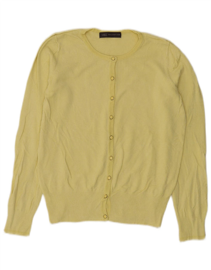 Marks & Spencer Pull Cardigan Femme UK 8 Petit Viscose Jaune