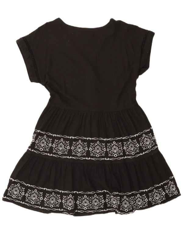 Next Robe à volants pour femme UK 42 Lin floral noir moyen