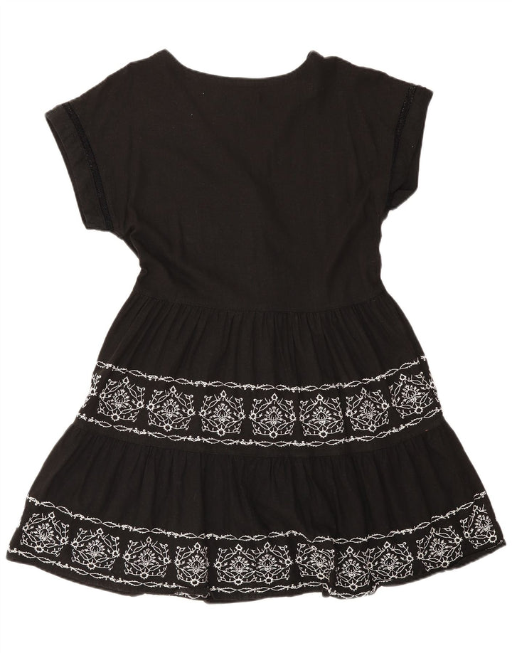 Next Robe à volants pour femme UK 42 Lin floral noir moyen