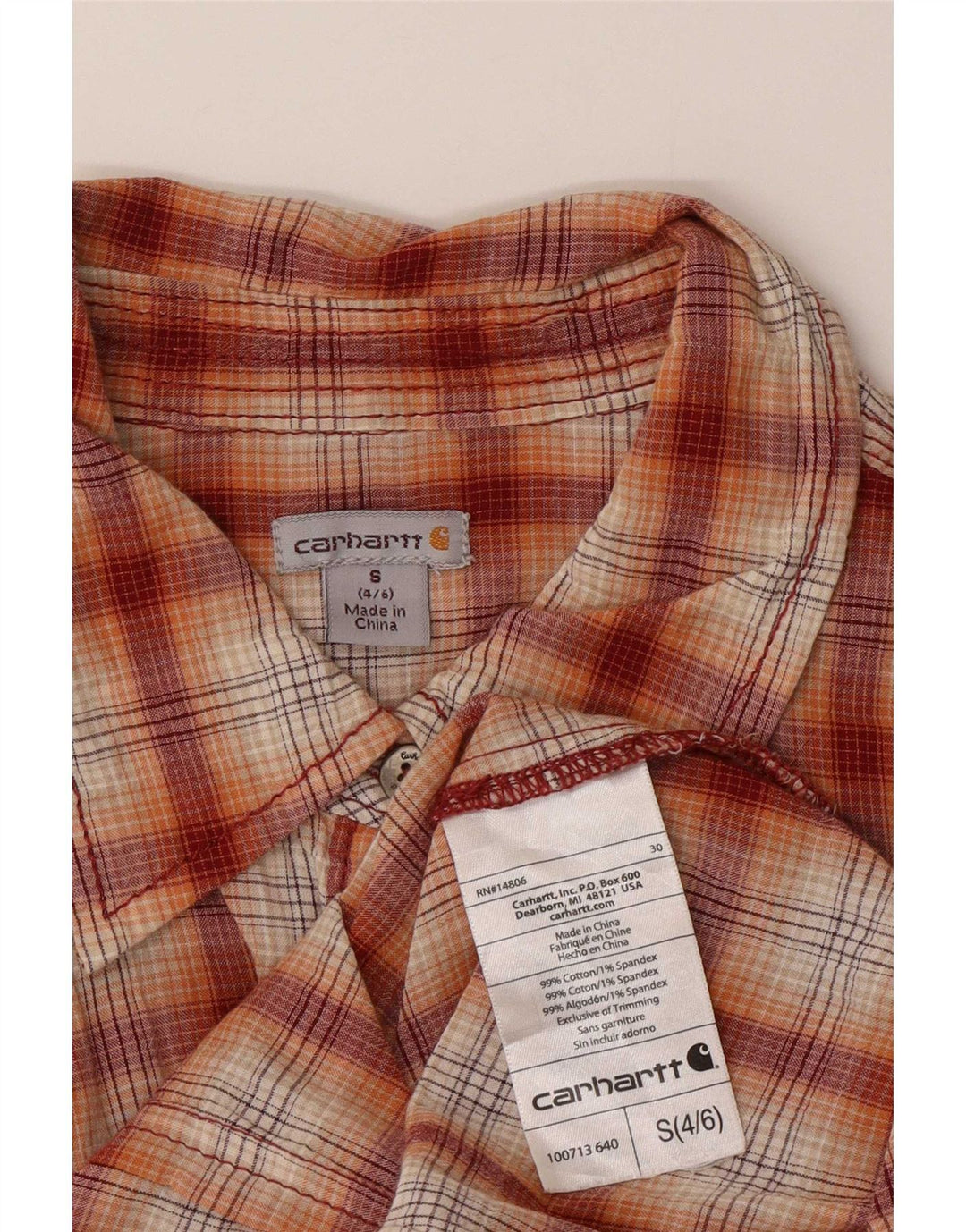 Carhartt Chemise en flanelle pour femme US 4/6 Petit carreaux rouges en coton