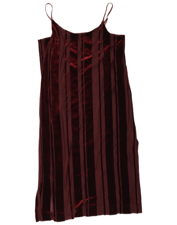 Dkny Robe Slip en Velours pour Femme UK 18 XL Polyester Rayé Bordeaux