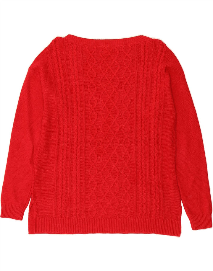 CHAPS Womens Boat Neck Jumper Sweater UK 14 Medium Red Cotton Vintage Chaps and Second-Hand Chaps from Messina Hembry 