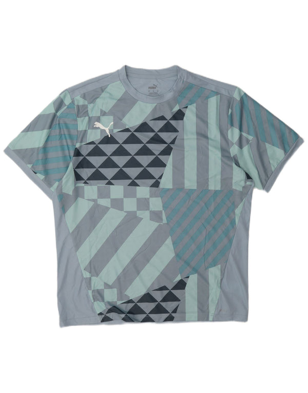 Puma T-Shirt Top XL Homme Bleu Géométrique Polyester