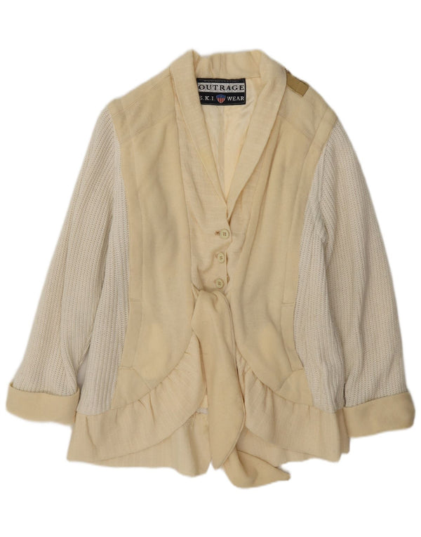Outrage Veste de ski en tricot pour femme UK 14 Medium Off White Colourblock