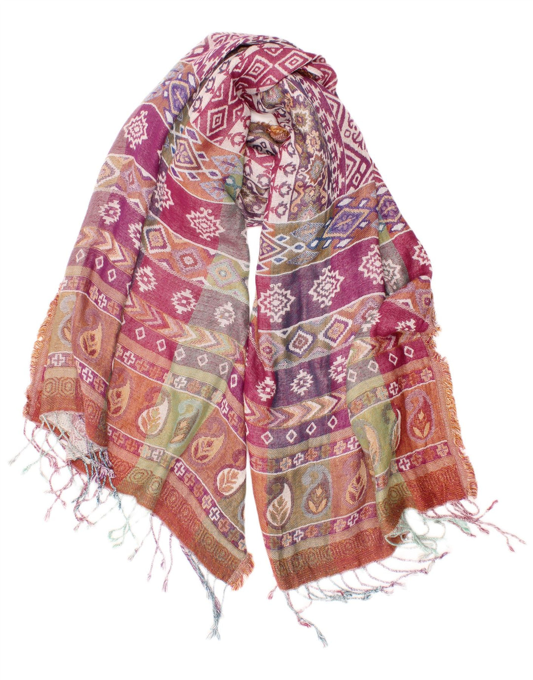 Monsoon Écharpe rectangulaire pour femme Taille unique Multicolore Fair Isle Bohème