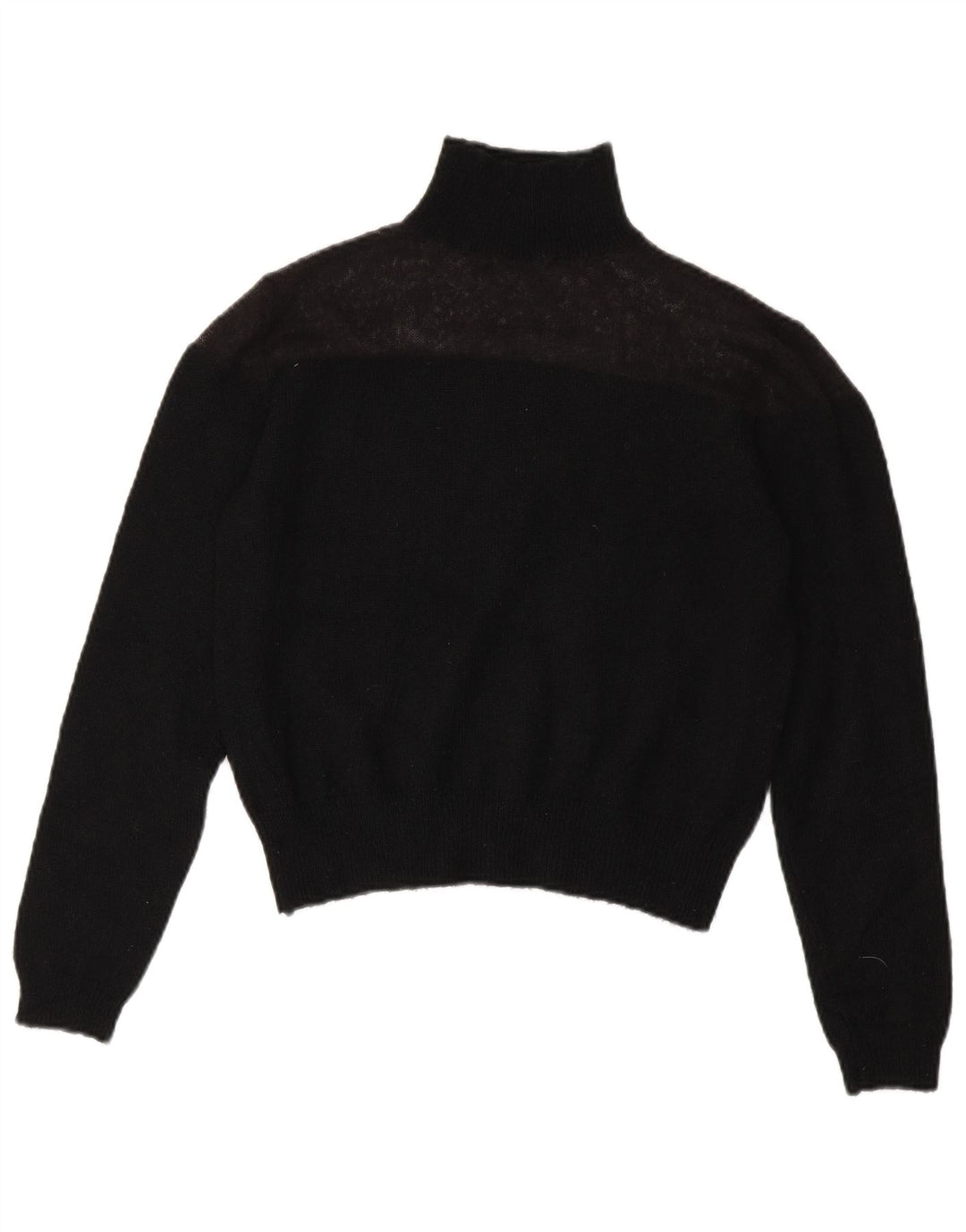 Zara Pull court à col roulé pour femme UK 10 Petit Noir Polyester
