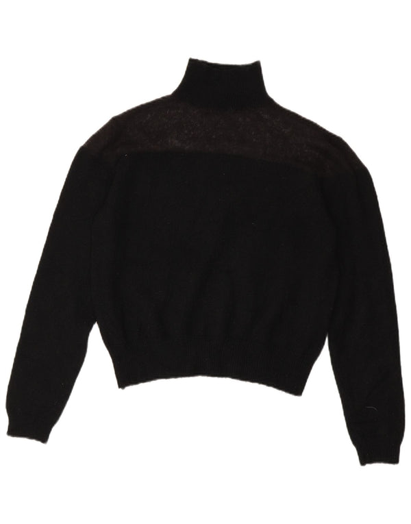 Zara Pull court à col roulé pour femme UK 10 Petit Noir Polyester