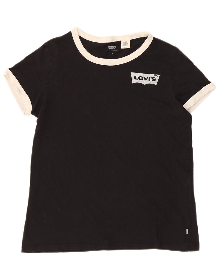 Levi's T-Shirt Femme UK 10 Petit Noir Colorblock Coton