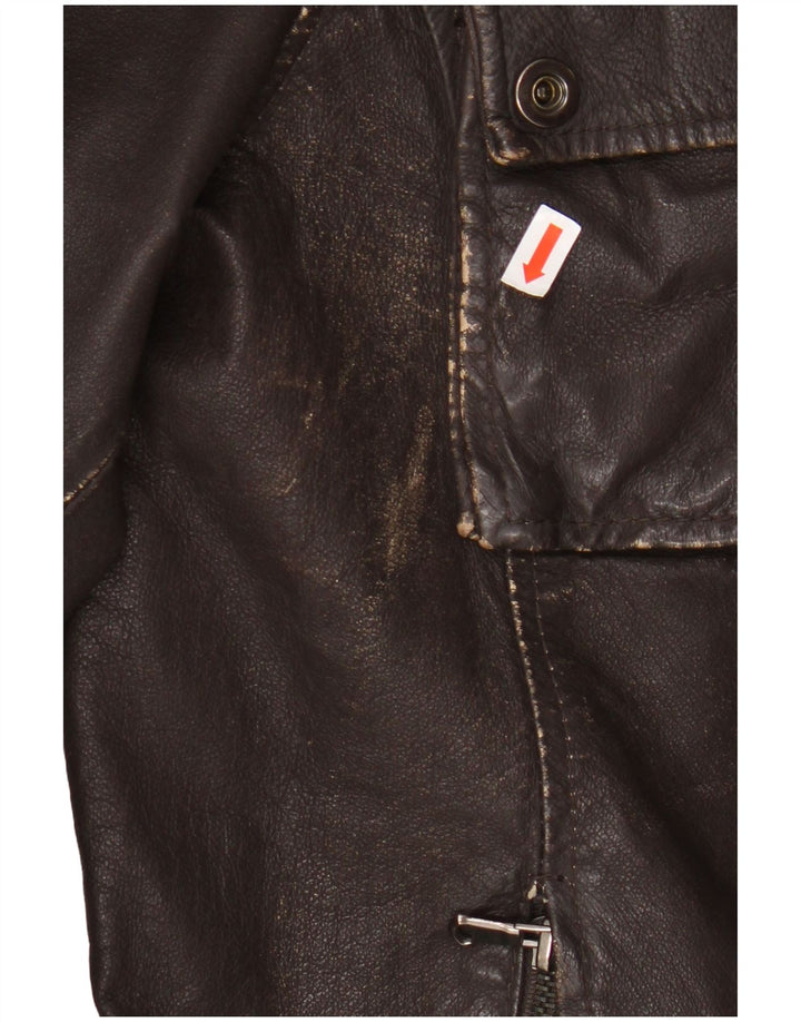 Veste en cuir homme vintage IT 54 2XL Cuir marron