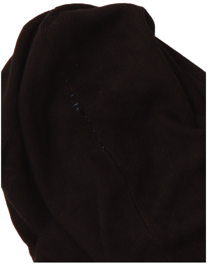 ZARA Femme Pull court à col roulé UK 12 Medium Noir Viscose