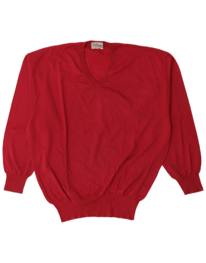 Les Copains Pull Col V IT 50 Rouge Moyen Homme