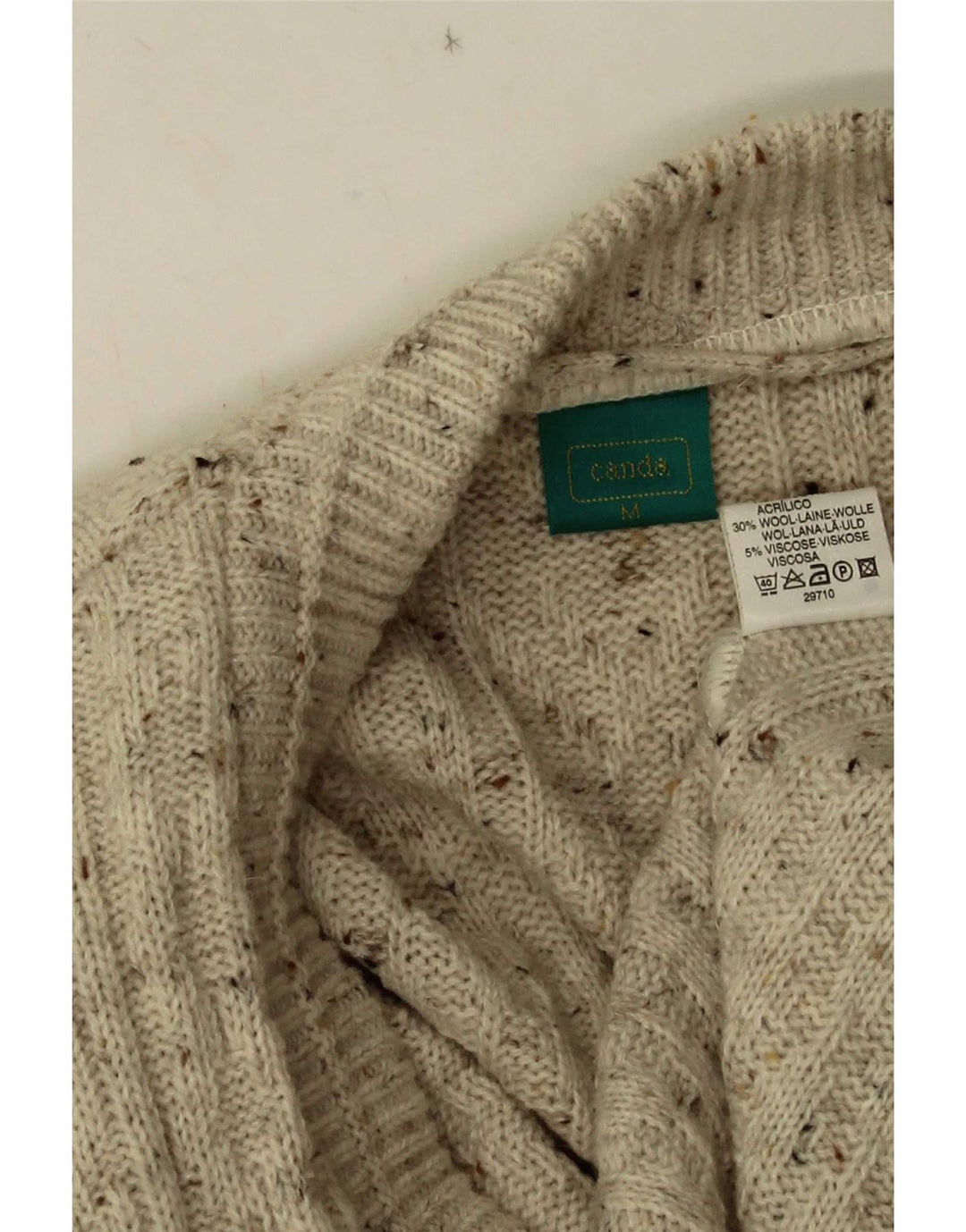 C&A Pull Canda Col V Homme Beige Moyen Acrylique Moucheté
