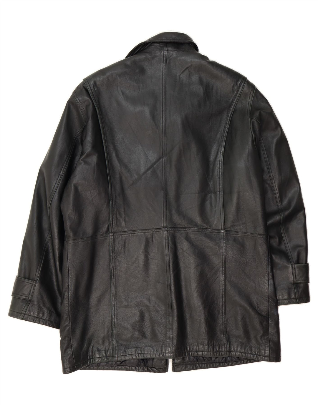 VINTAGE Mens Leather Coat IT 52 Large Black Leather Vintage Vintage and Second-Hand Vintage from Messina Hembry 
