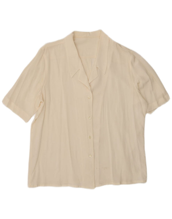 vintage Femme Chemise À Manches Courtes Blouse UK 18 XL Off White