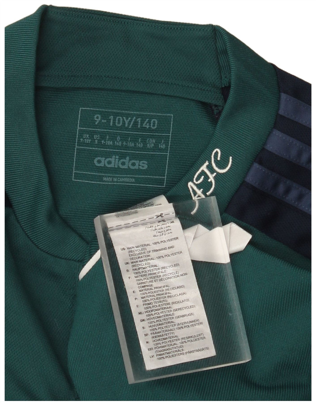 ADIDAS Garçons Fly Emirates Graphic T-Shirt Top 9-10 ans Vert Colorblock
