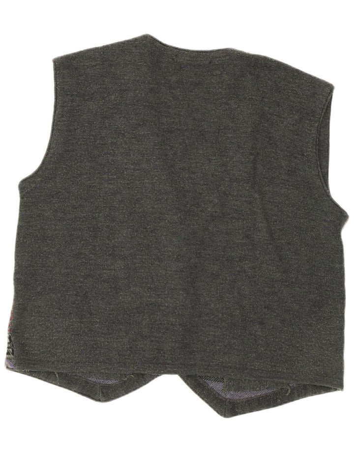 gilet tricoté vintage pour homme IT 52 Grand patchwork kaki