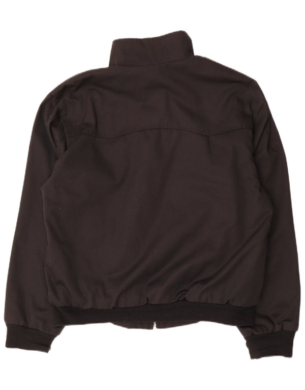 vintage Mens Bomber Jacket UK 38 Moyen Noir Polyester