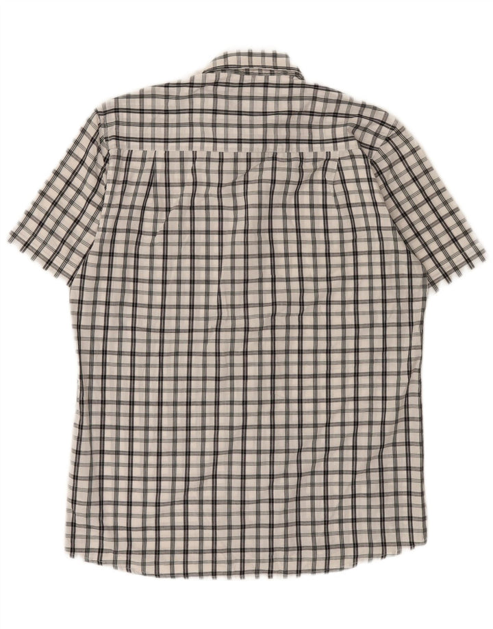 Pierre Cardin Chemise à manches courtes pour homme, coupe régulière, carreaux blancs moyens