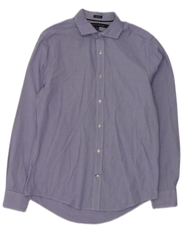 Tommy Hilfiger Chemise sur mesure pour homme Petit motif pied-de-poule bleu classique en coton