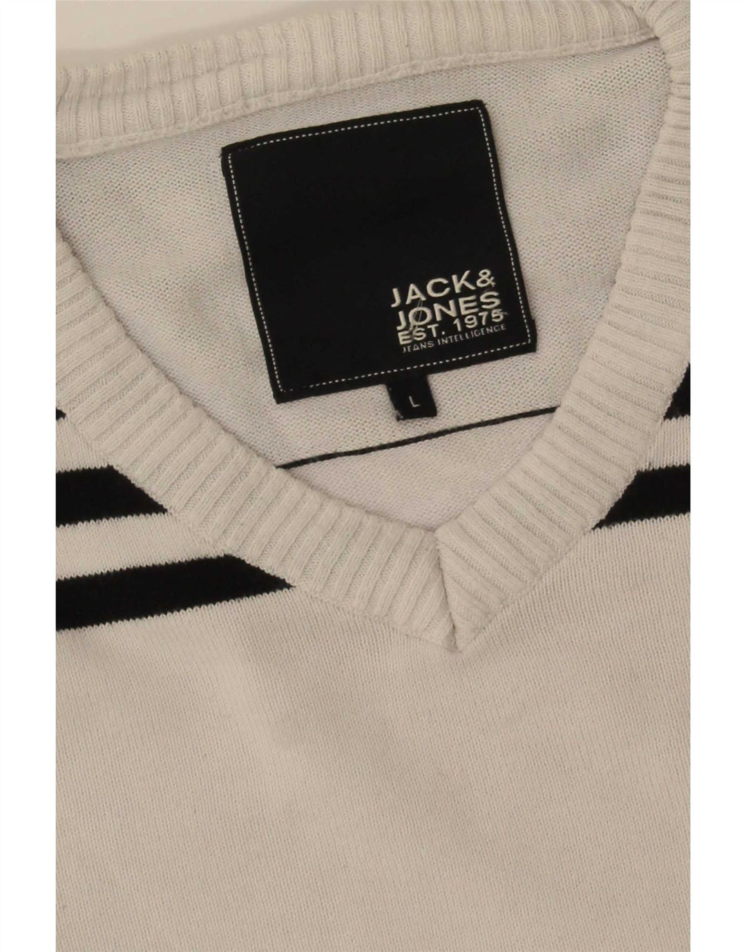 Jack & Jones Pull Col V Homme Large Blanc Colorblock