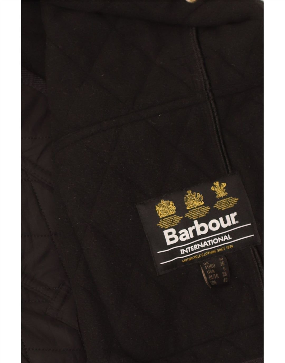 Barbour Veste matelassée militaire pour femme UK 10 Small Noir Polyester