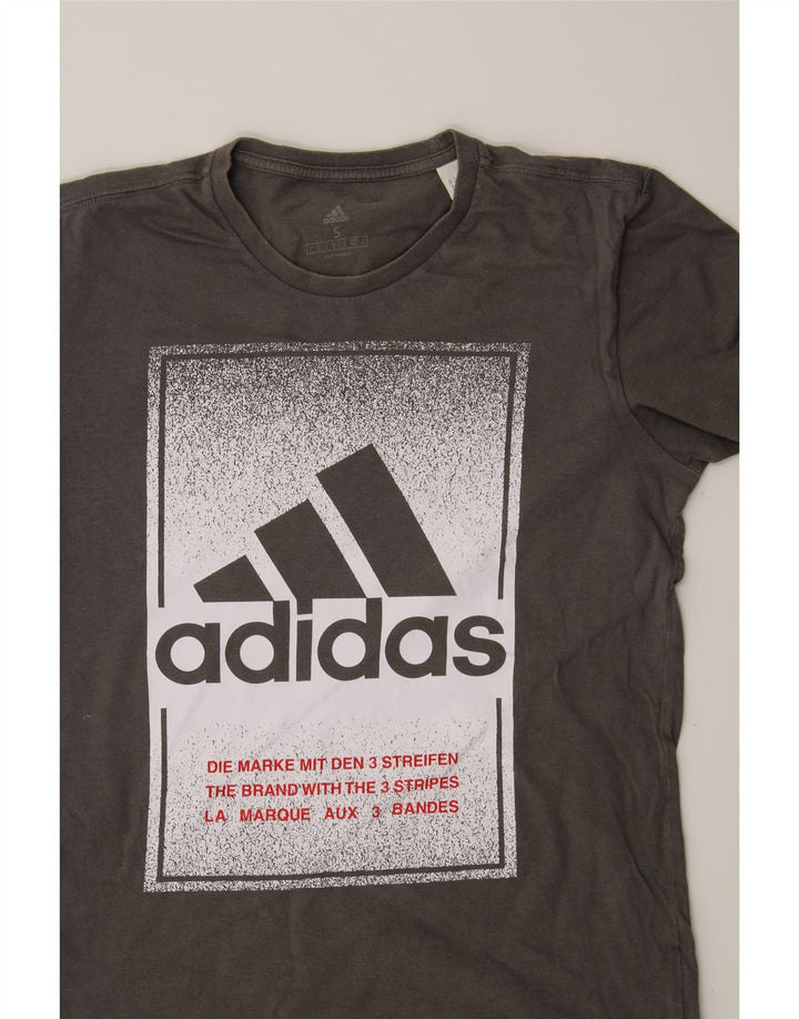 ADIDAS Mens Graphic T-Shirt Top Small Grey Cotton Vintage Adidas and Second-Hand Adidas from Messina Hembry 