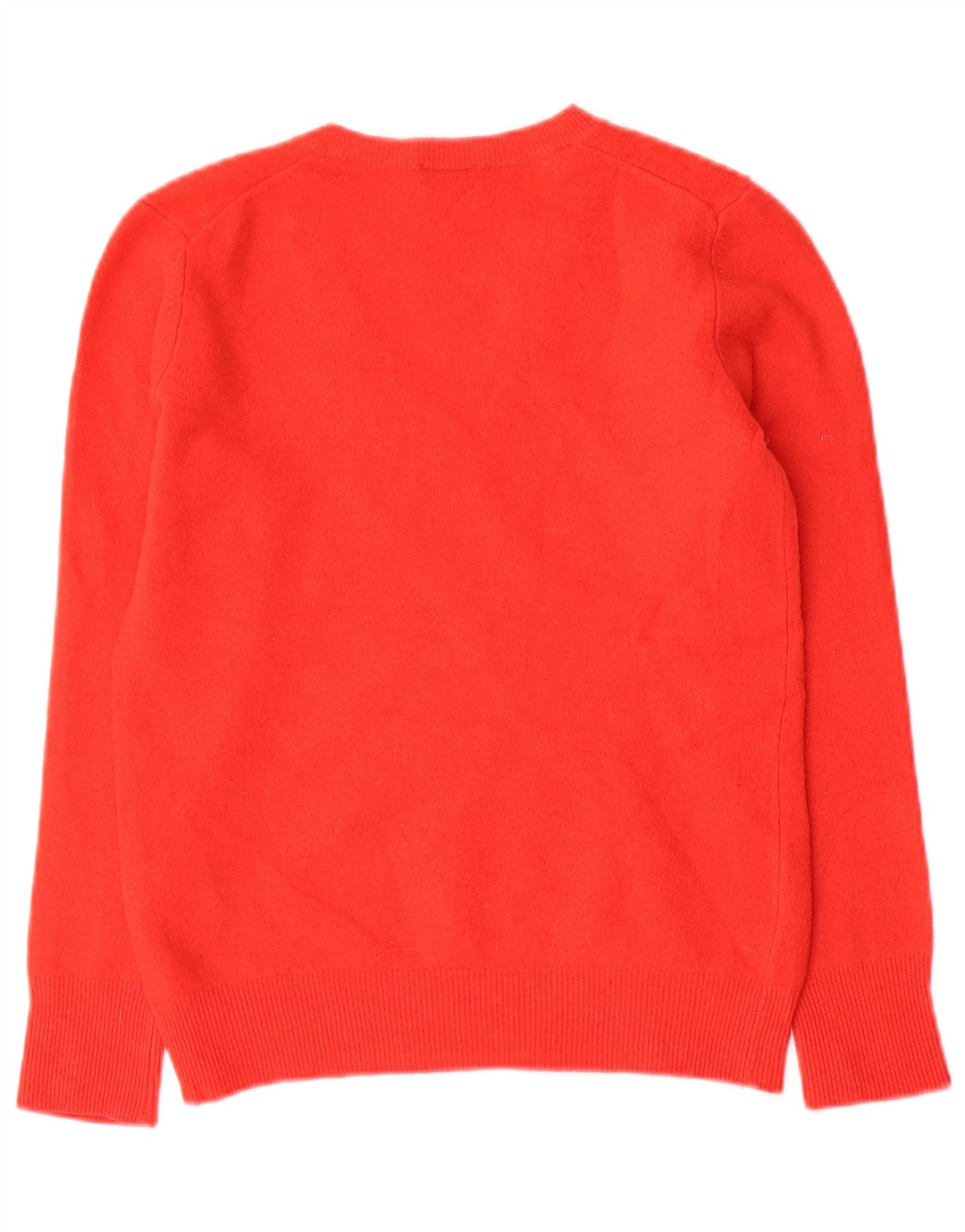 Benetton Pull Col V Femme UK 12 Laine Rouge Moyen