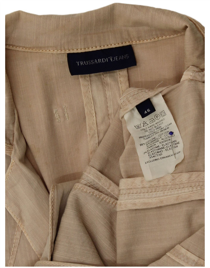 Trussardi Veste Blazer 2 Boutons Femme IT 46 Large Beige Coton