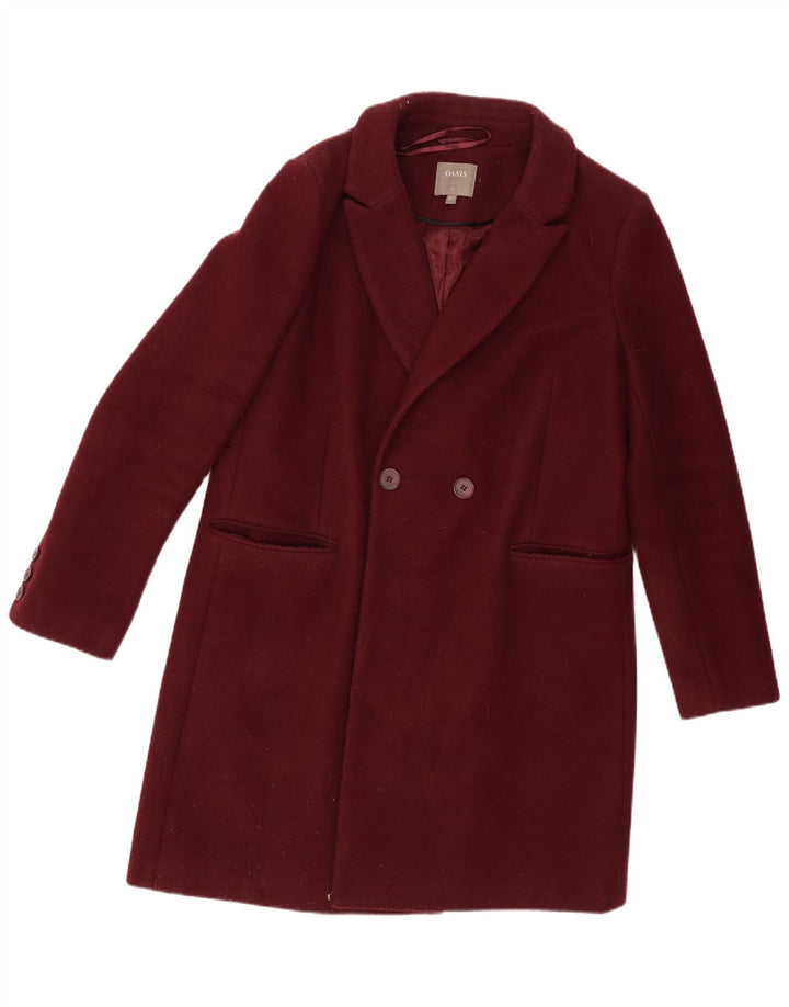 Oasis Manteau Double Boutonnage Femme UK 16 Large Bordeaux Polyester