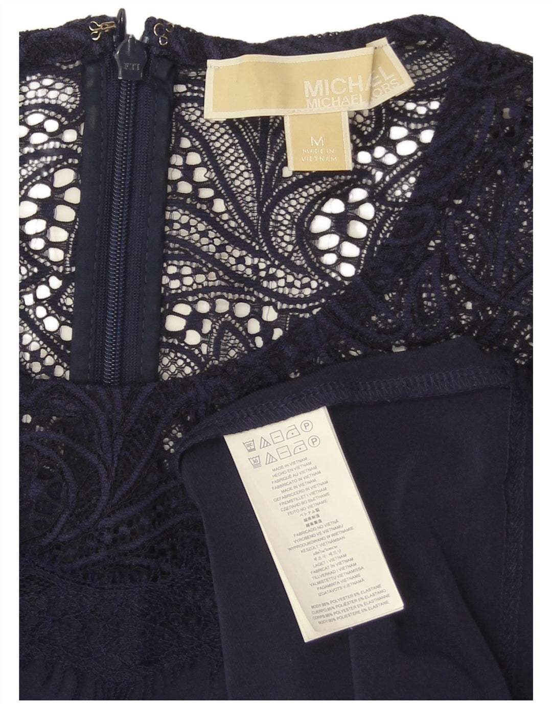 MICHAEL KORS Haut Femme Manches 3/4 UK 14 Bleu Marine Moyen Polyester