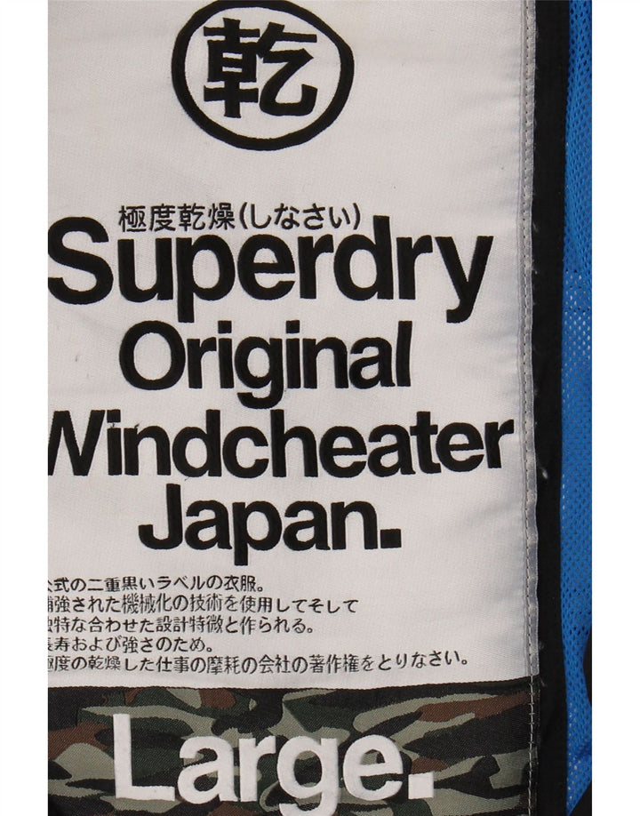 SUPERDRY Veste coupe-vent coupe-vent pour homme UK 40 Large Noir Nylon