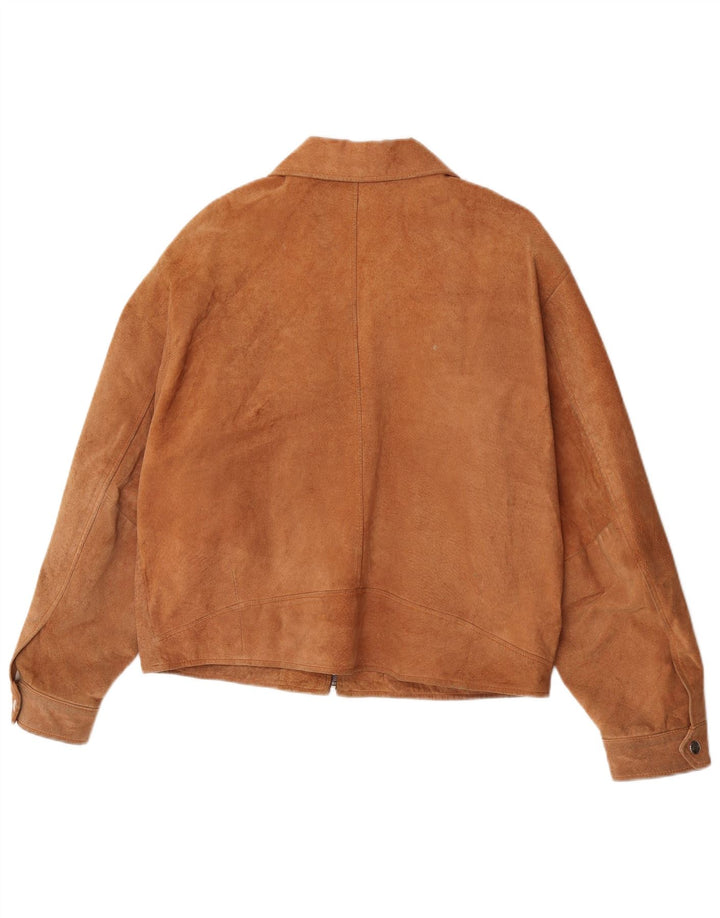 Alan Gordon Veste bomber en daim pour femme UK 14 Grand cuir beige