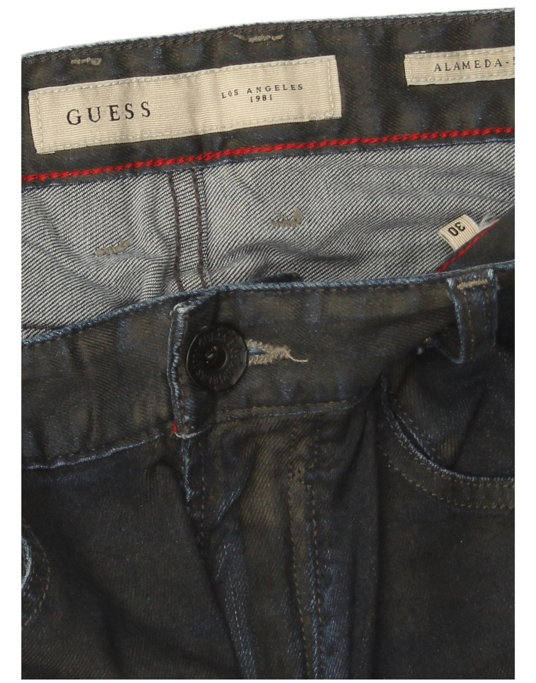 Guess Jean Slim Fuselé W30 L29 Femme Bleu Marine