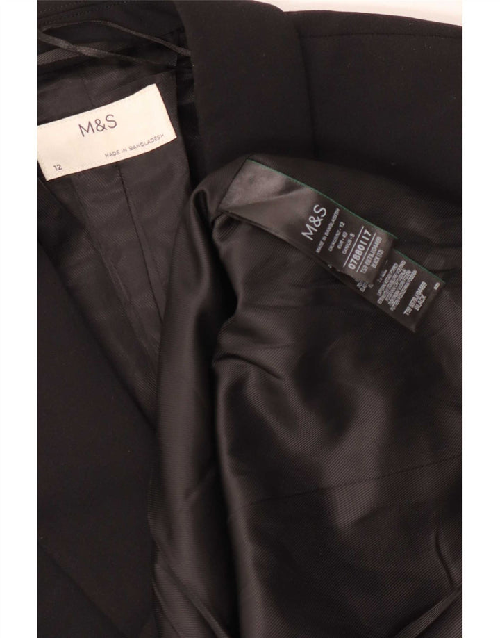 Marks & Spencer Veste blazer à 1 bouton pour femme UK 12 Noir moyen Polyester