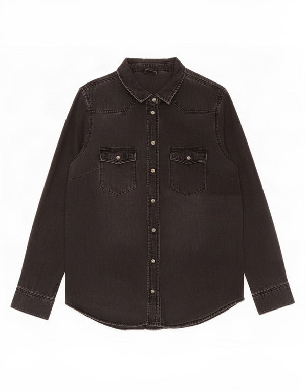 Chemise en denim femme vintage UK 14 Gris moyen