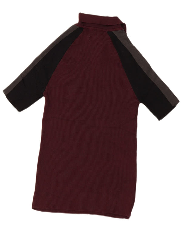 Zara Polo Muscle Homme Large Bordeaux Colourblock Polyamide