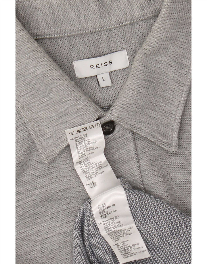 Reiss Chemise Homme Large Gris Moucheté Coton