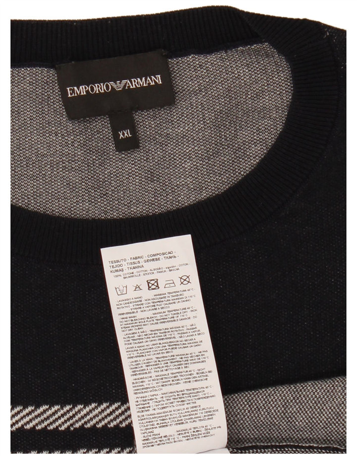 Emporio Armani Sweat-shirt graphique pour homme 2XL en coton color block noir