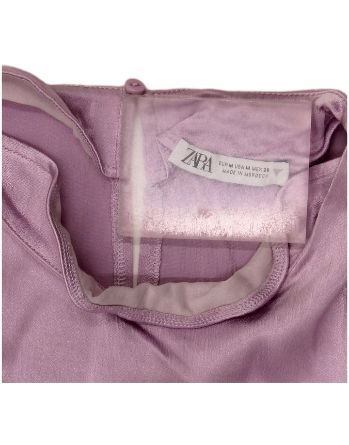 Zara Chemisier court à manches longues pour femme UK 12 Violet moyen