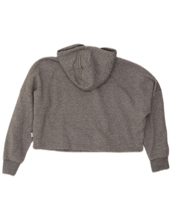 Puma Pull à capuche graphique court pour fille 9-10 ans Gris Coton