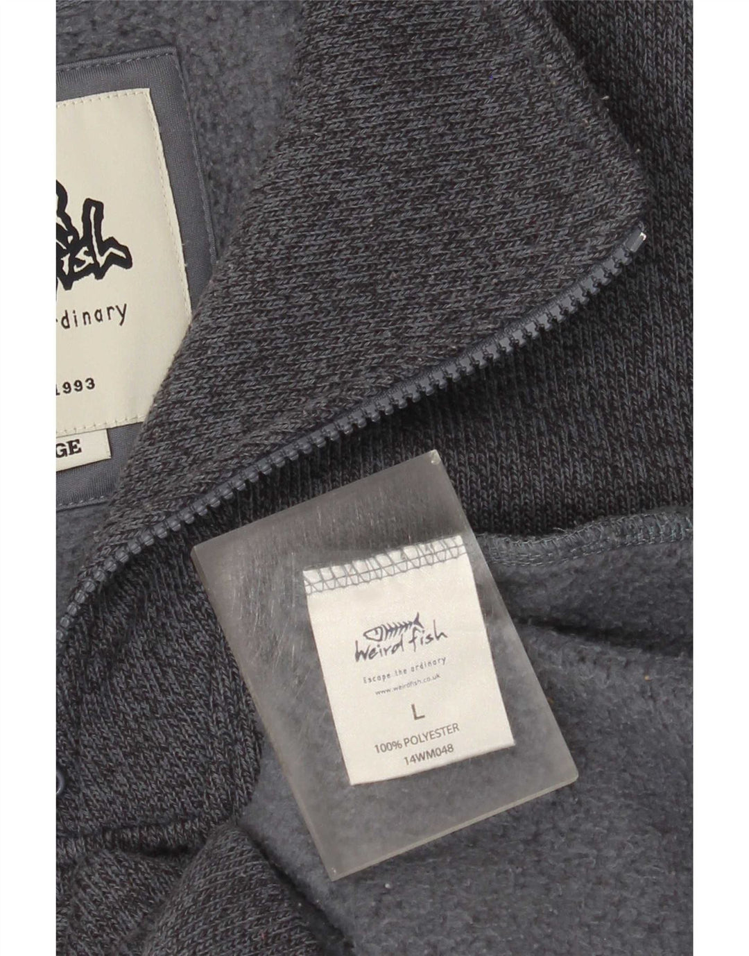 Weird Fish Sweat-shirt à col zippé pour homme en polyester moucheté grand gris