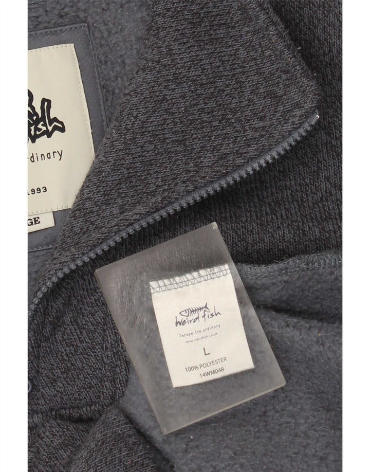 Weird Fish Sweat-shirt à col zippé pour homme en polyester moucheté grand gris