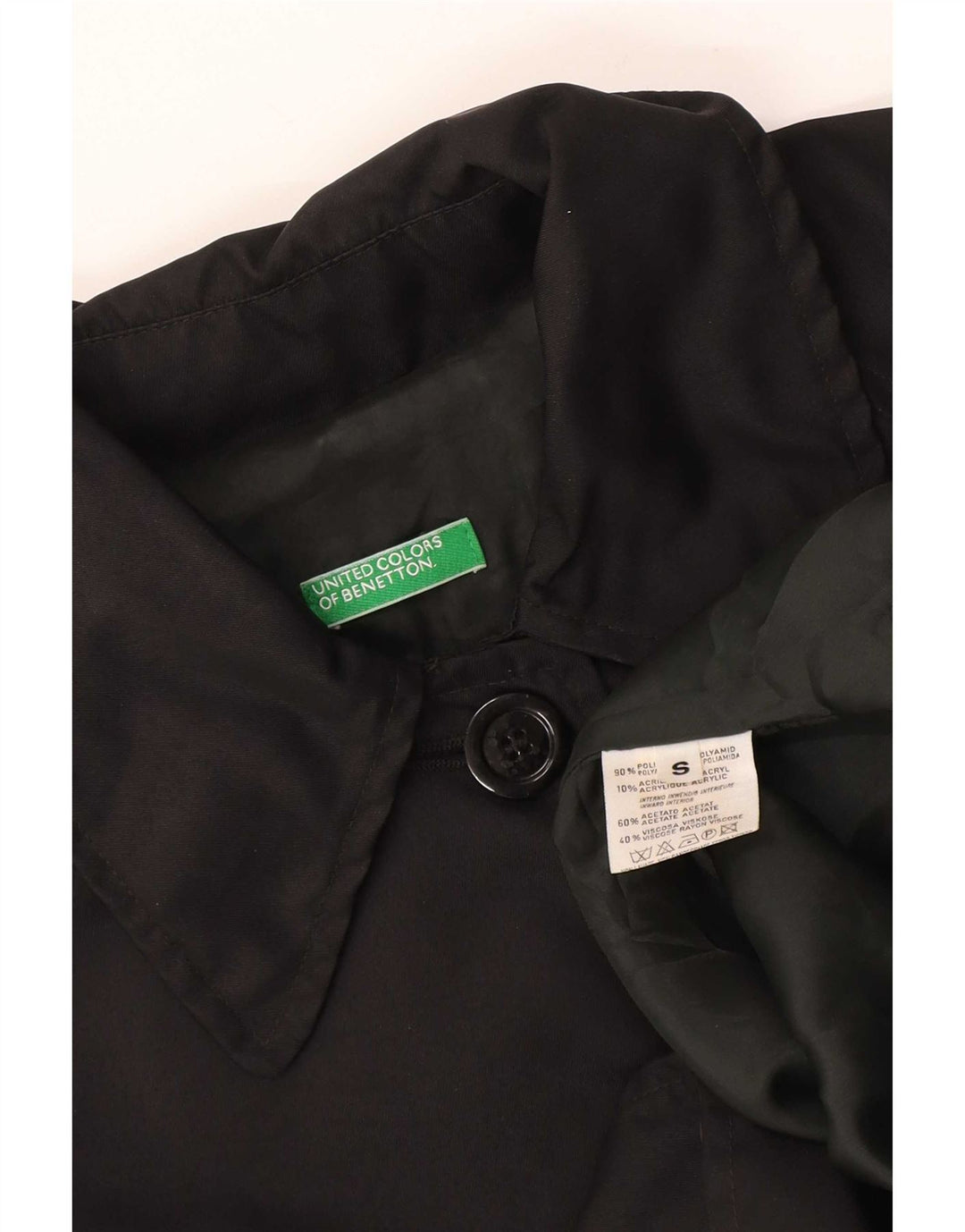 Benetton Pardessus surdimensionné pour femme UK 10 Small Noir Polyamide