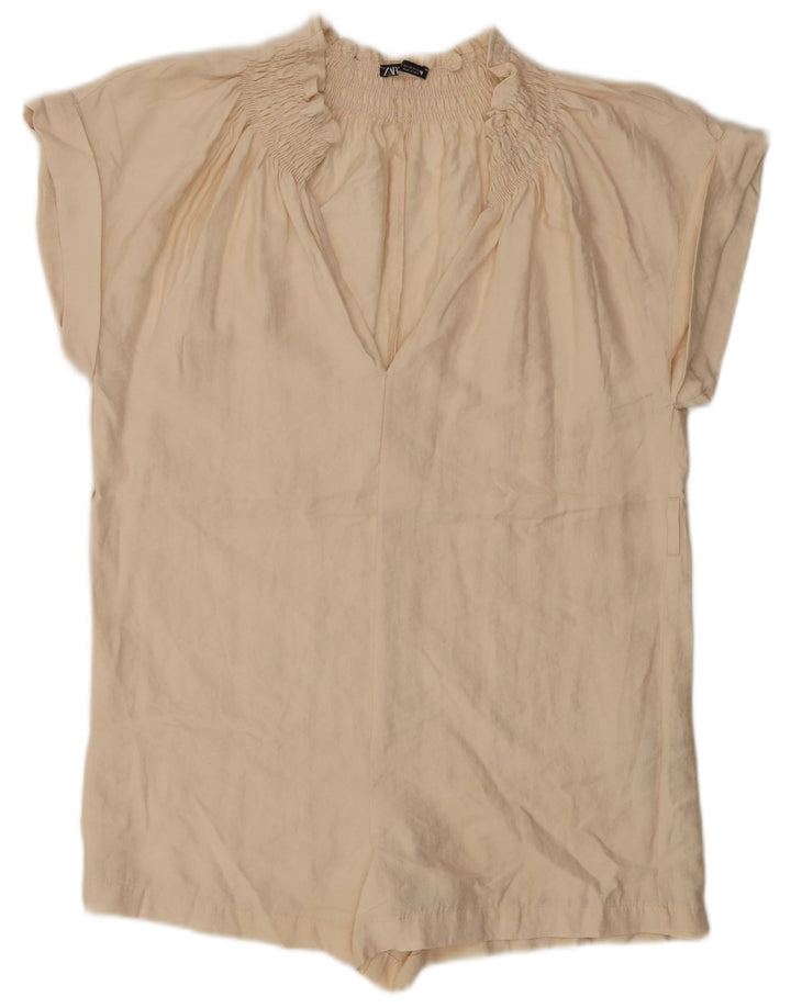 ZARA Femme Combishort Oversize UK 6 XS Beige Lyocell