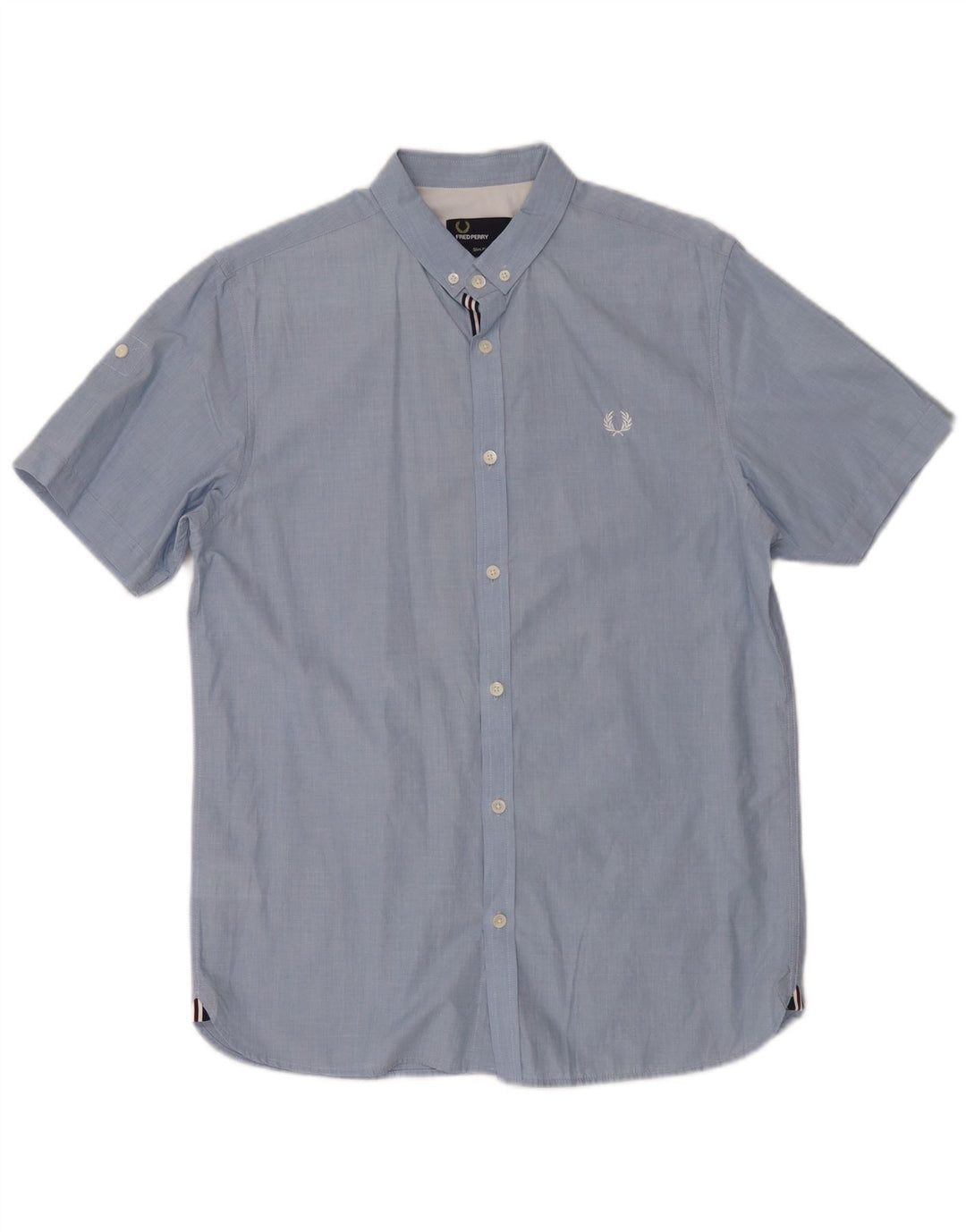 Fred Perry Chemise Slim Fit à Manches Courtes Homme Bleu Moyen Coton