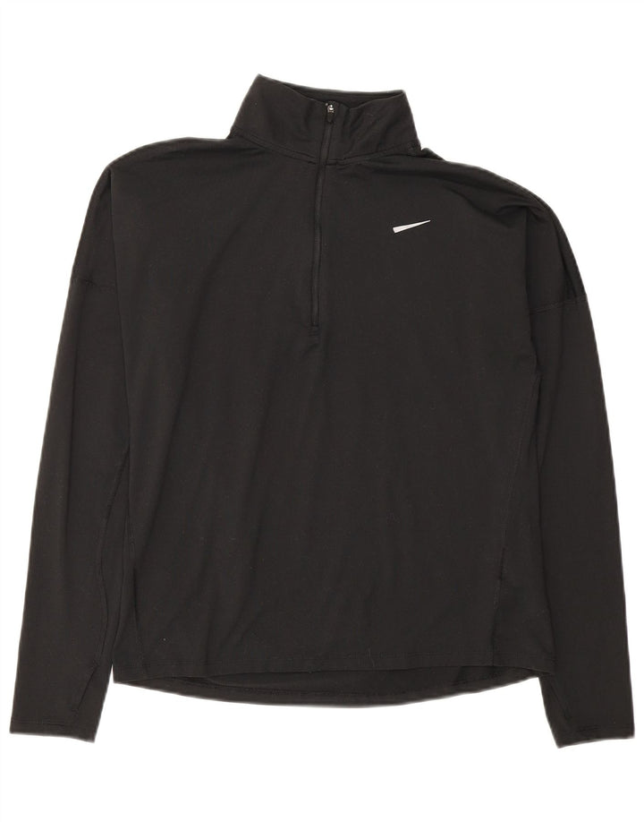 Nike Haut de survêtement Dri Fit à col zippé pour femme UK 10 Petit Noir