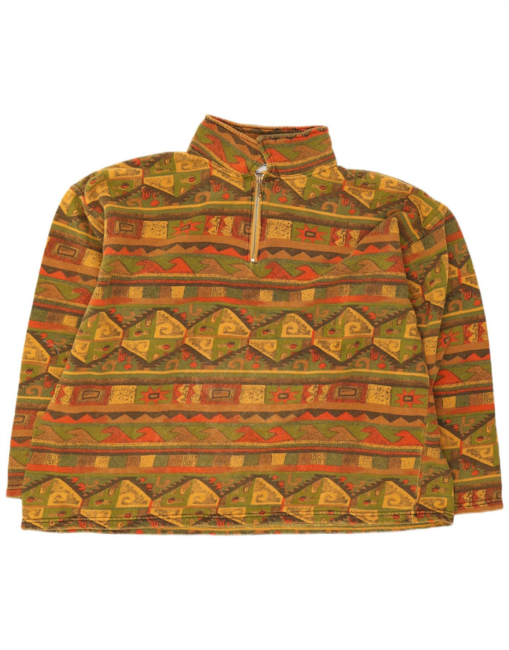vintage Femmes Sweat-shirt surdimensionné Jumper UK 16 Grand Multicolore