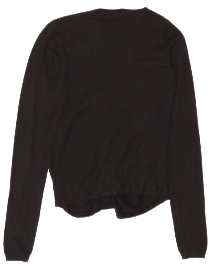 Zara Womens Open Cardigan Sweater UK 12 Medium Noir Viscose