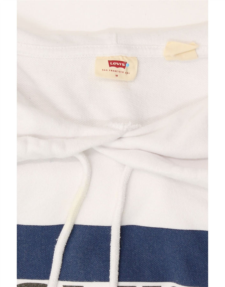 Levi's Pull à Capuche Graphique Oversize Femme UK 14 Blanc Moyen Coton