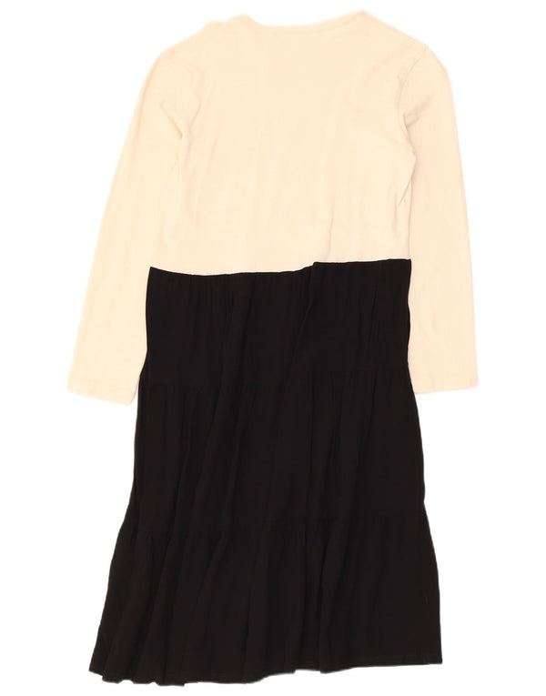 Zara Robe trapèze à manches longues pour femme UK 12 Medium Blanc Colourblock